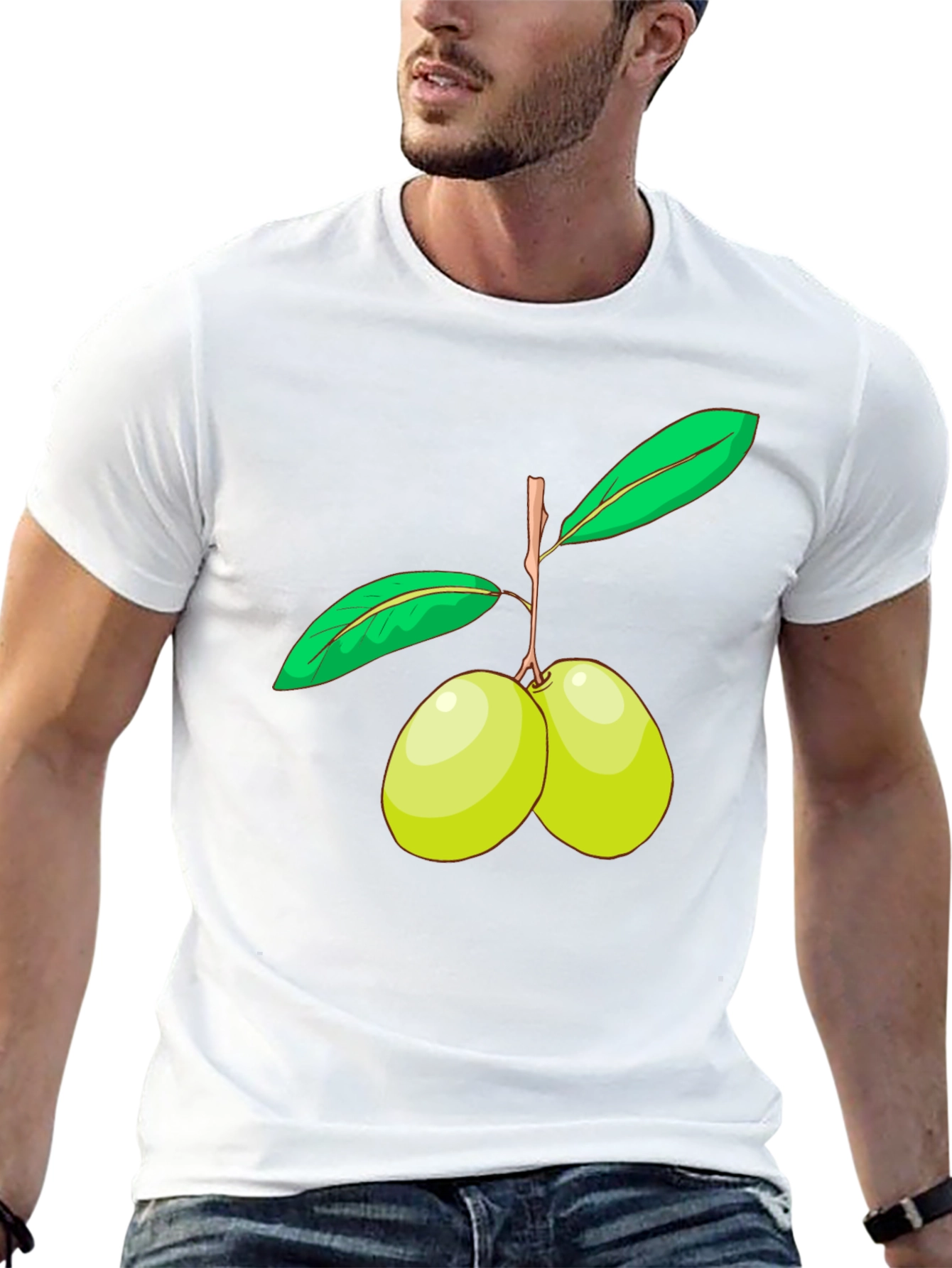 Olive Branch Graphic Tee - Black Cotton Shirt