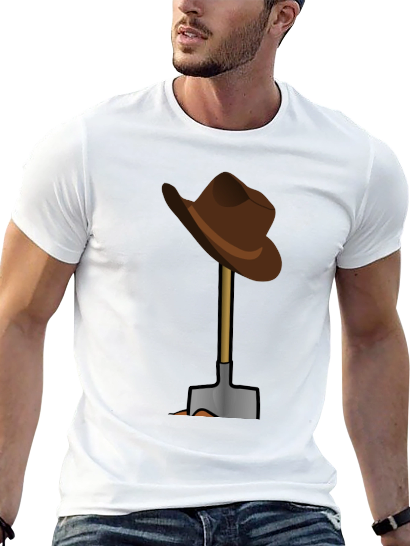 Funny T-Shirt: Hat on Shovel Graphic Tee