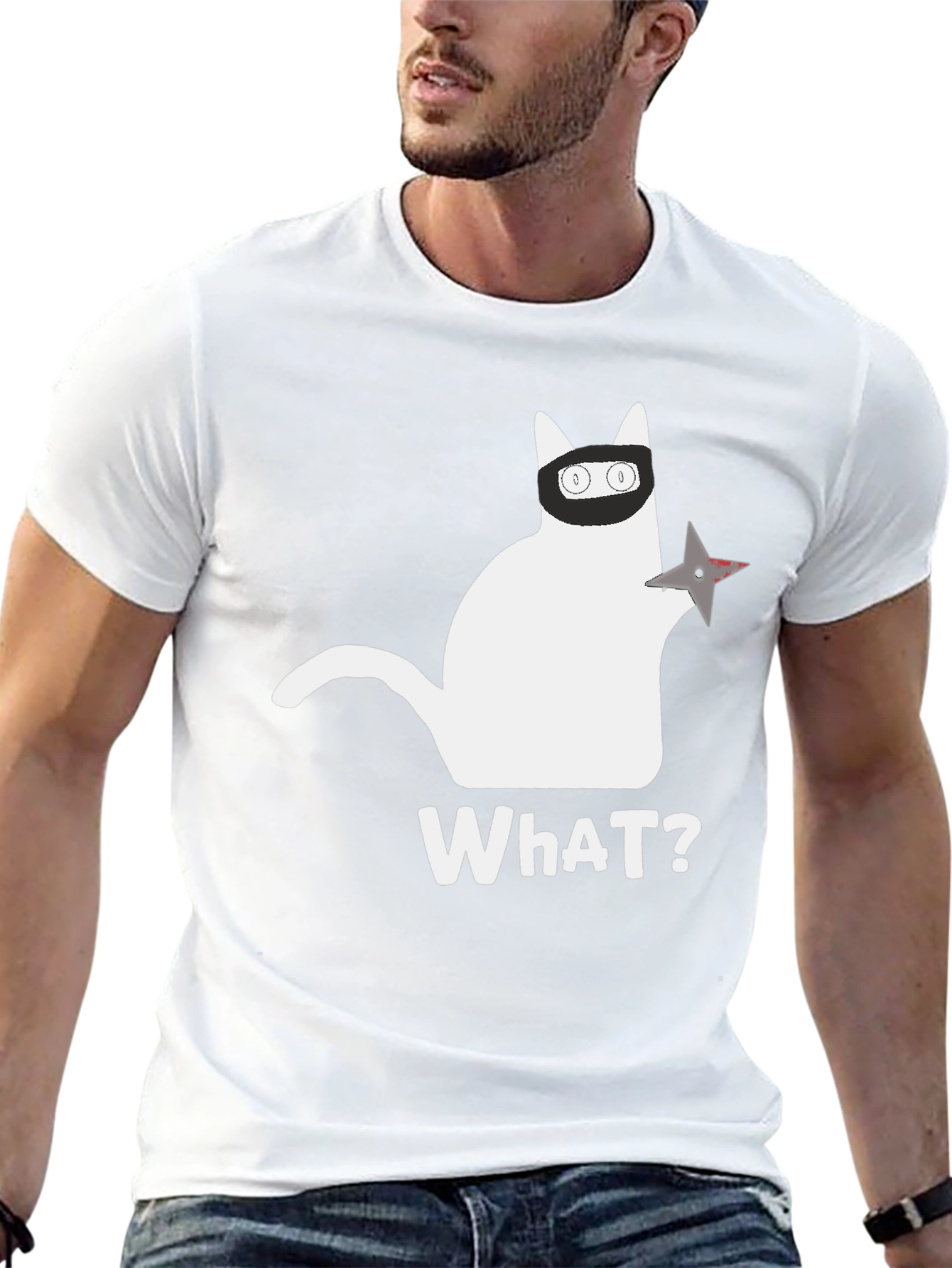 Ninja Cat WhAT? T-Shirt - Cool & Funny Design