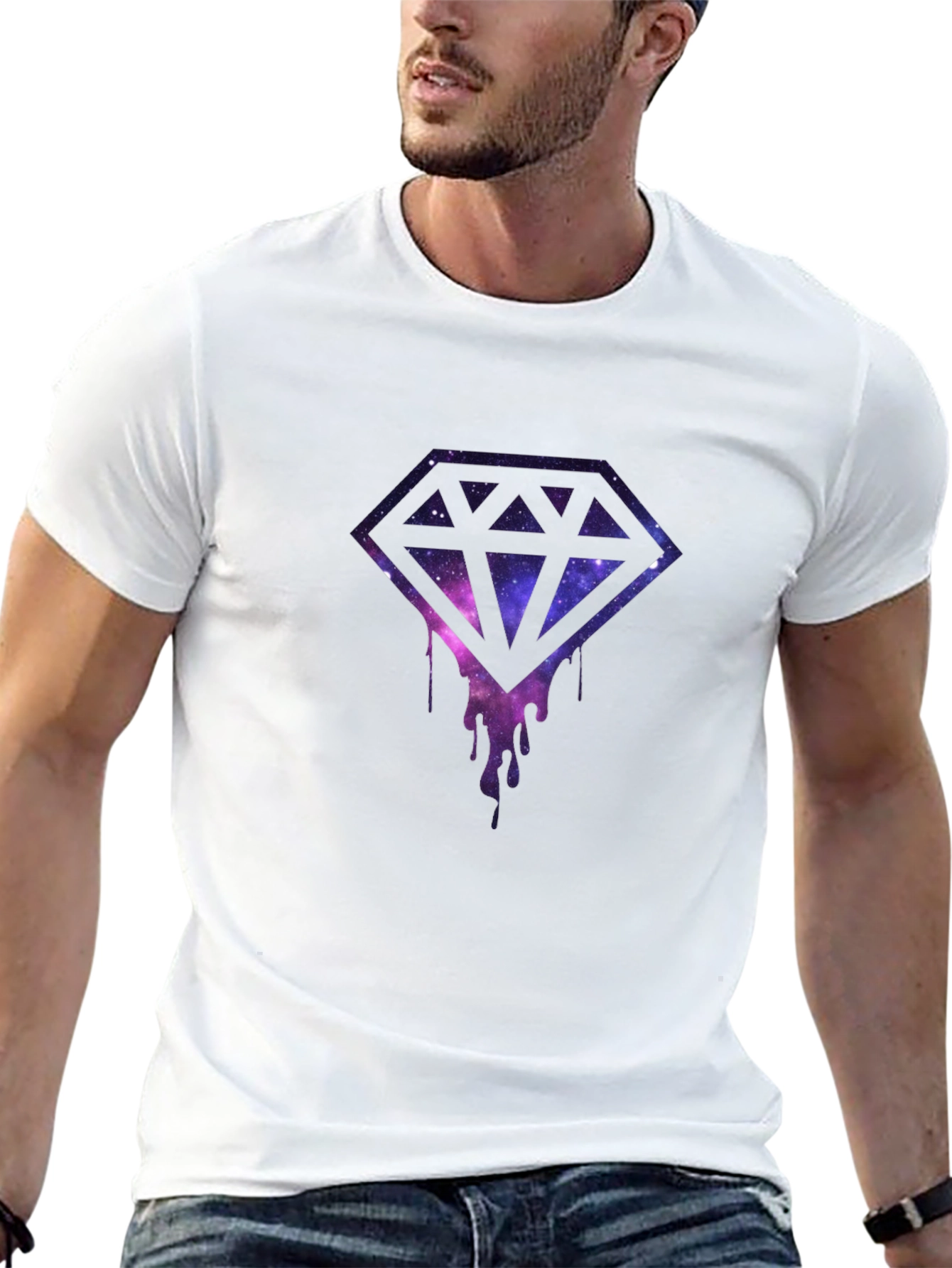 Galaxy Diamond Drip Graphic Black T-Shirt
