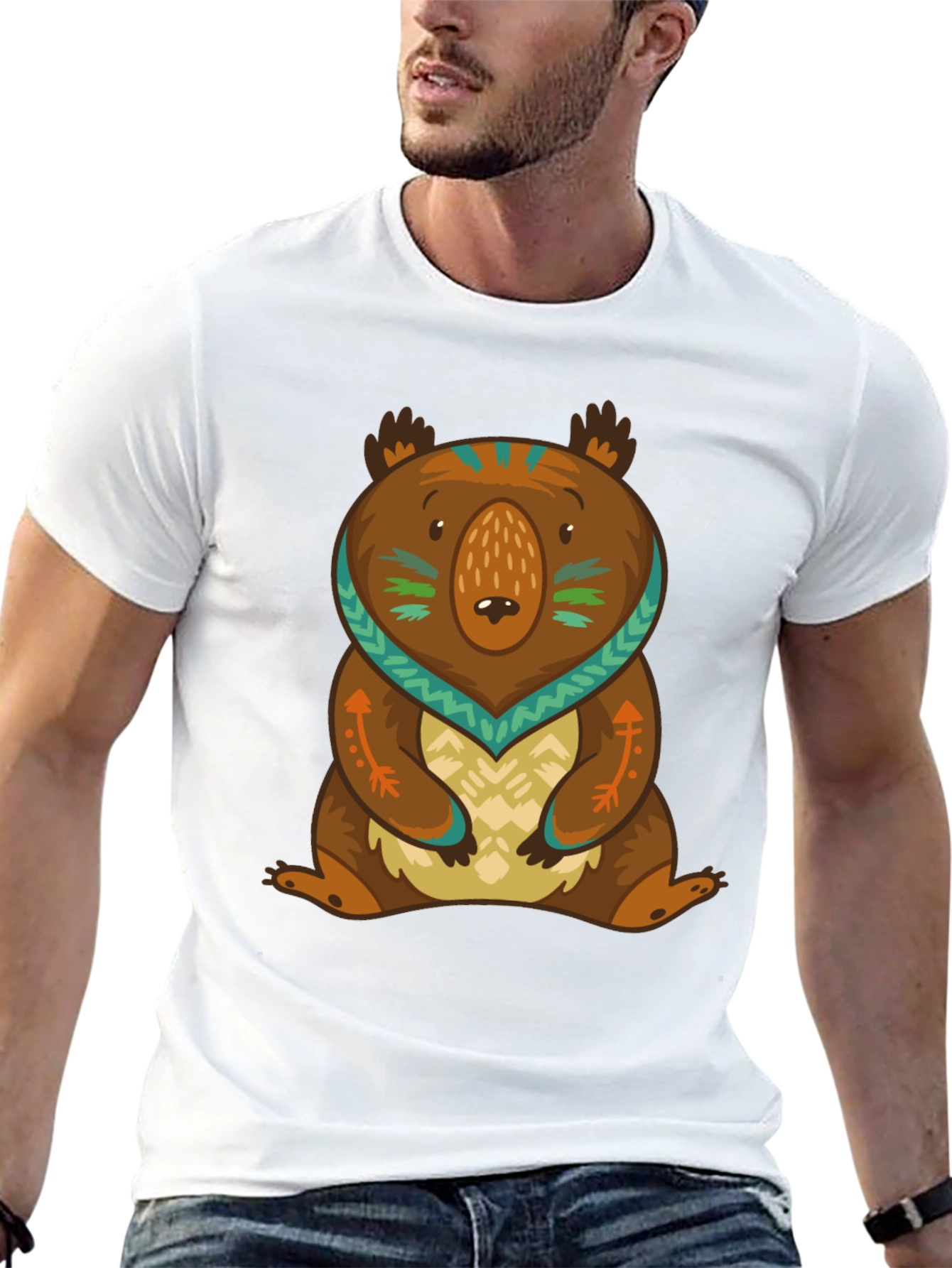 Bear Graphic Print Tee - Black