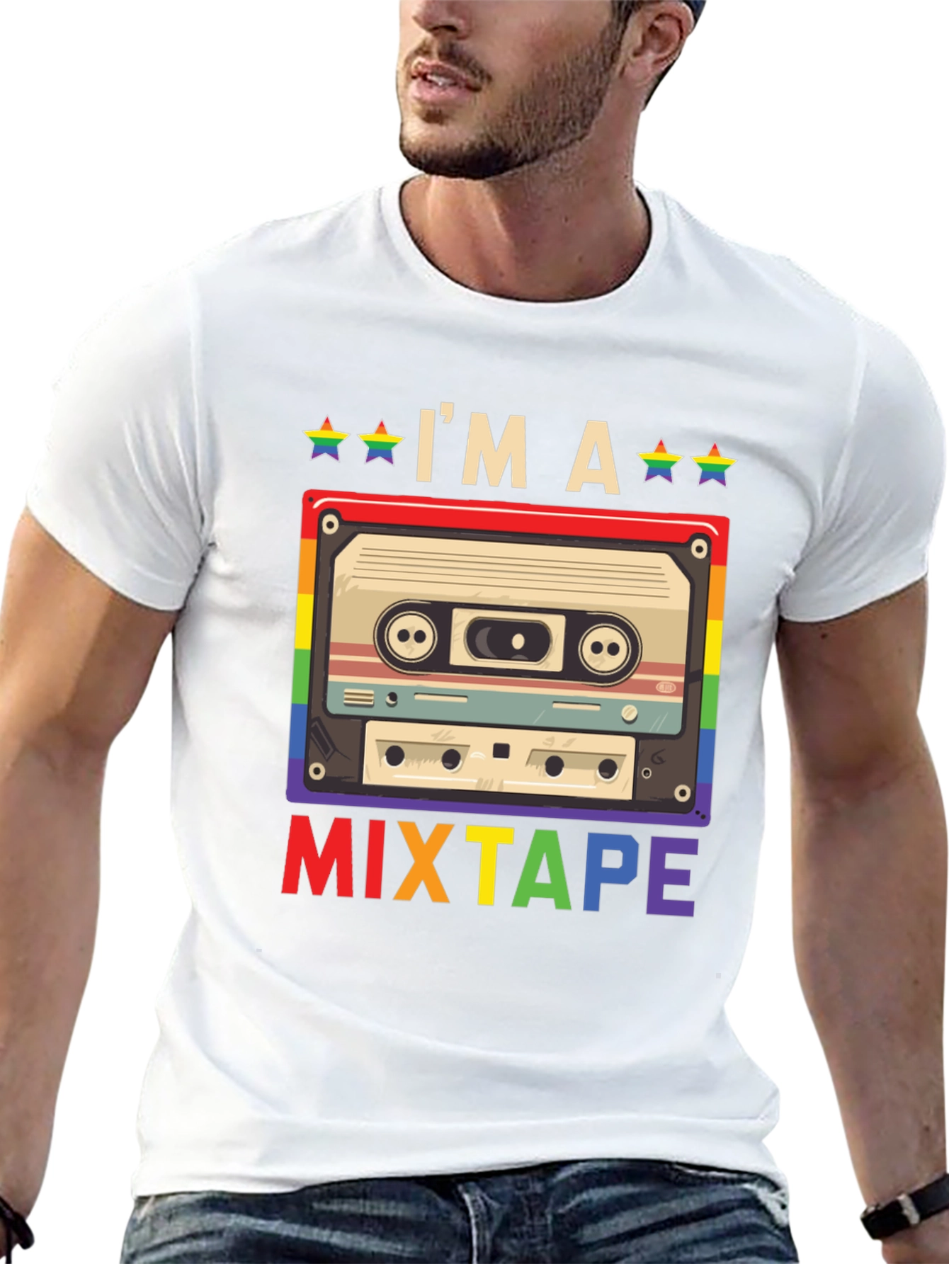 LGBTQ+ Pride Mixtape T-Shirt - Rainbow Design