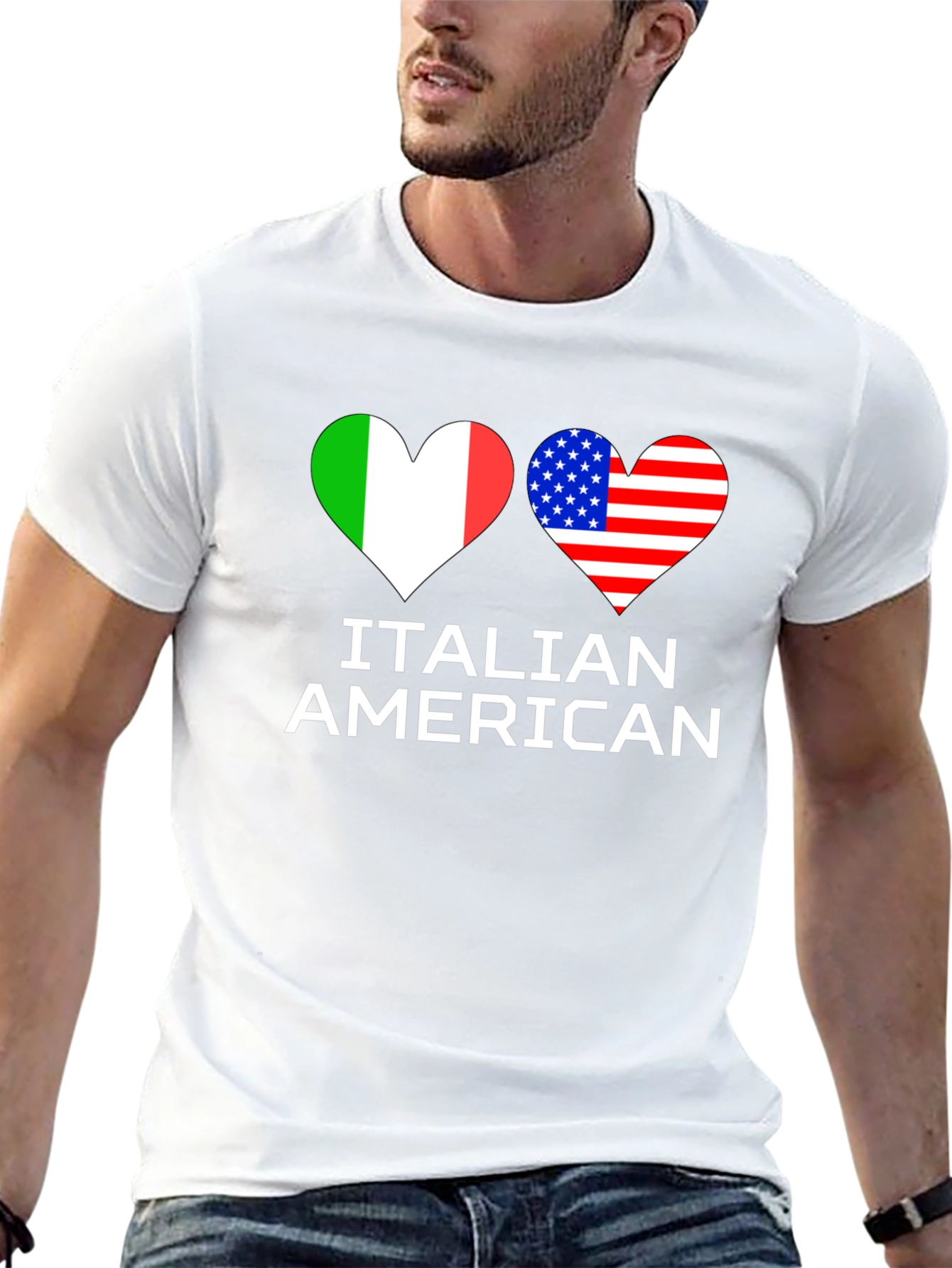 Italian American Flag Heart T-Shirt
