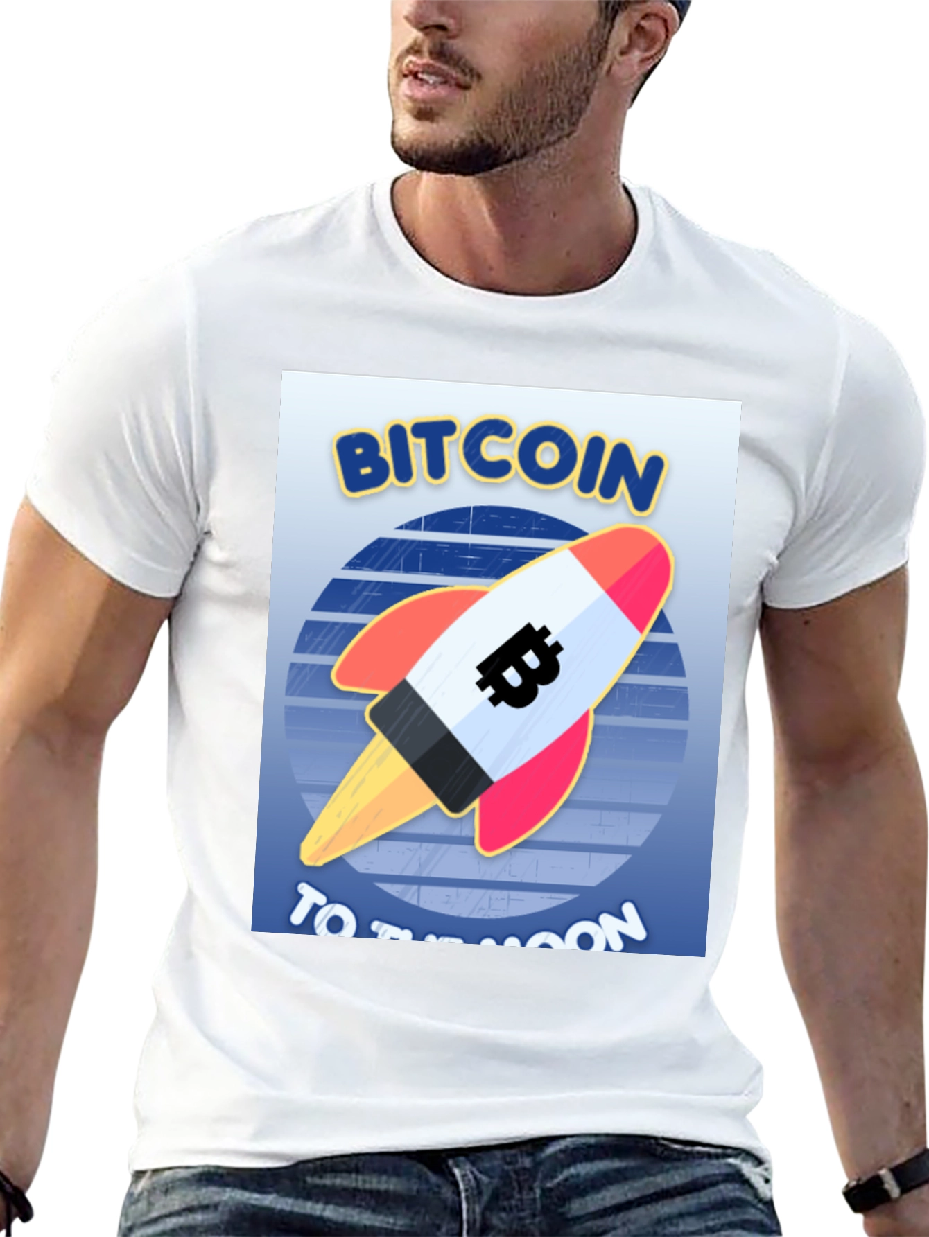 Bitcoin Rocket to the Moon Black T-Shirt