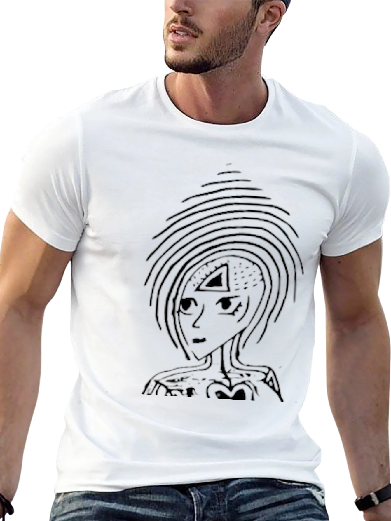 Black T-Shirt with Abstract Triangle Art Print