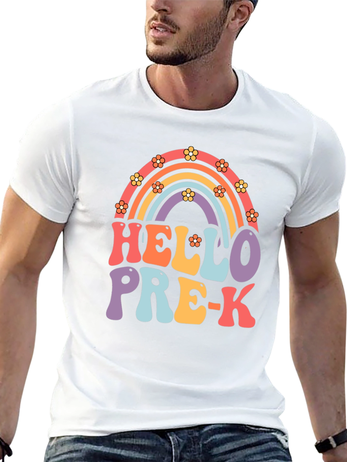 Hello Pre-K Rainbow Teacher T-Shirt