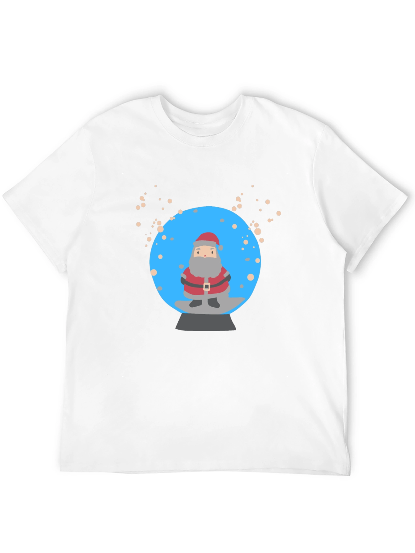 Santa Snow Globe Graphic Tee - Black Cotton T-Shirt