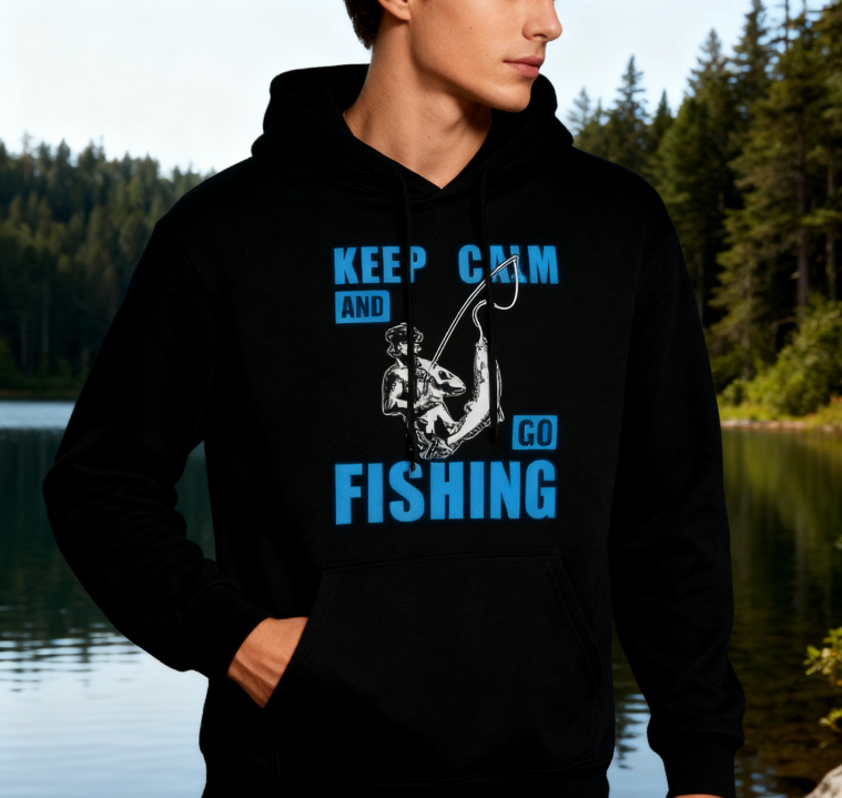 Minimalist 'GO FISHING' Print Hoodie