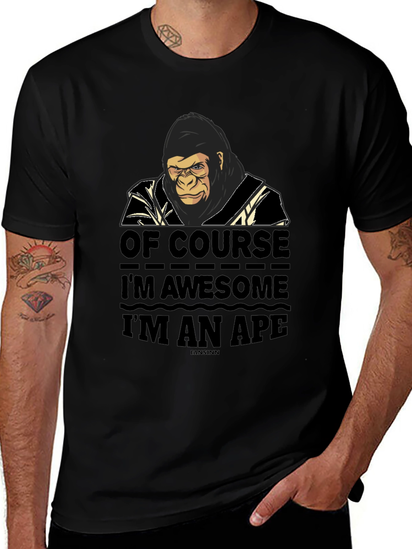 Awesome Ape Graphic Tee - Mens Black T-Shirt