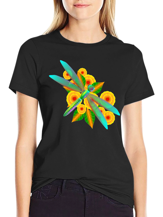 Dragonfly Floral Print T-Shirt