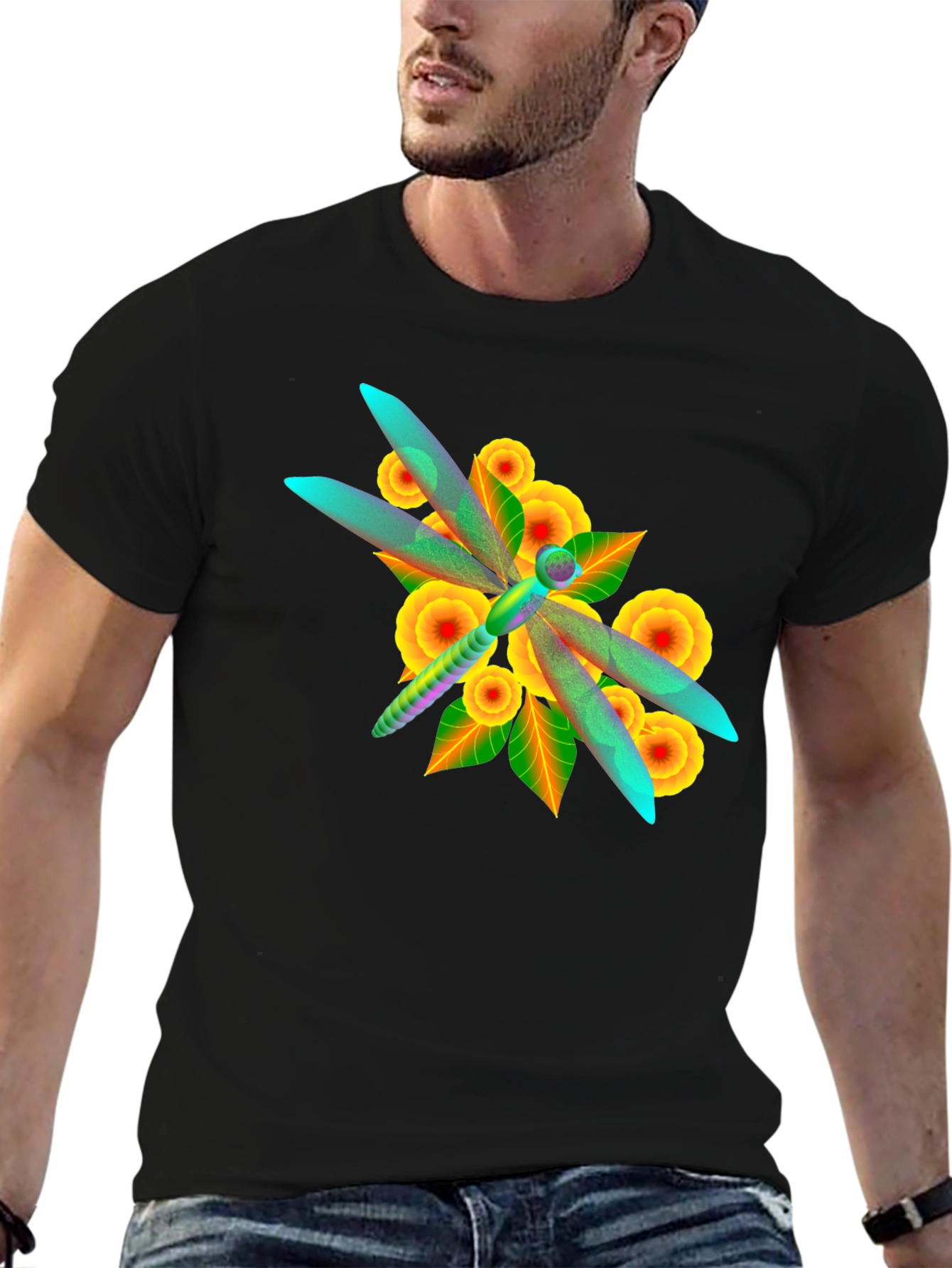 Dragonfly Floral Print T-Shirt