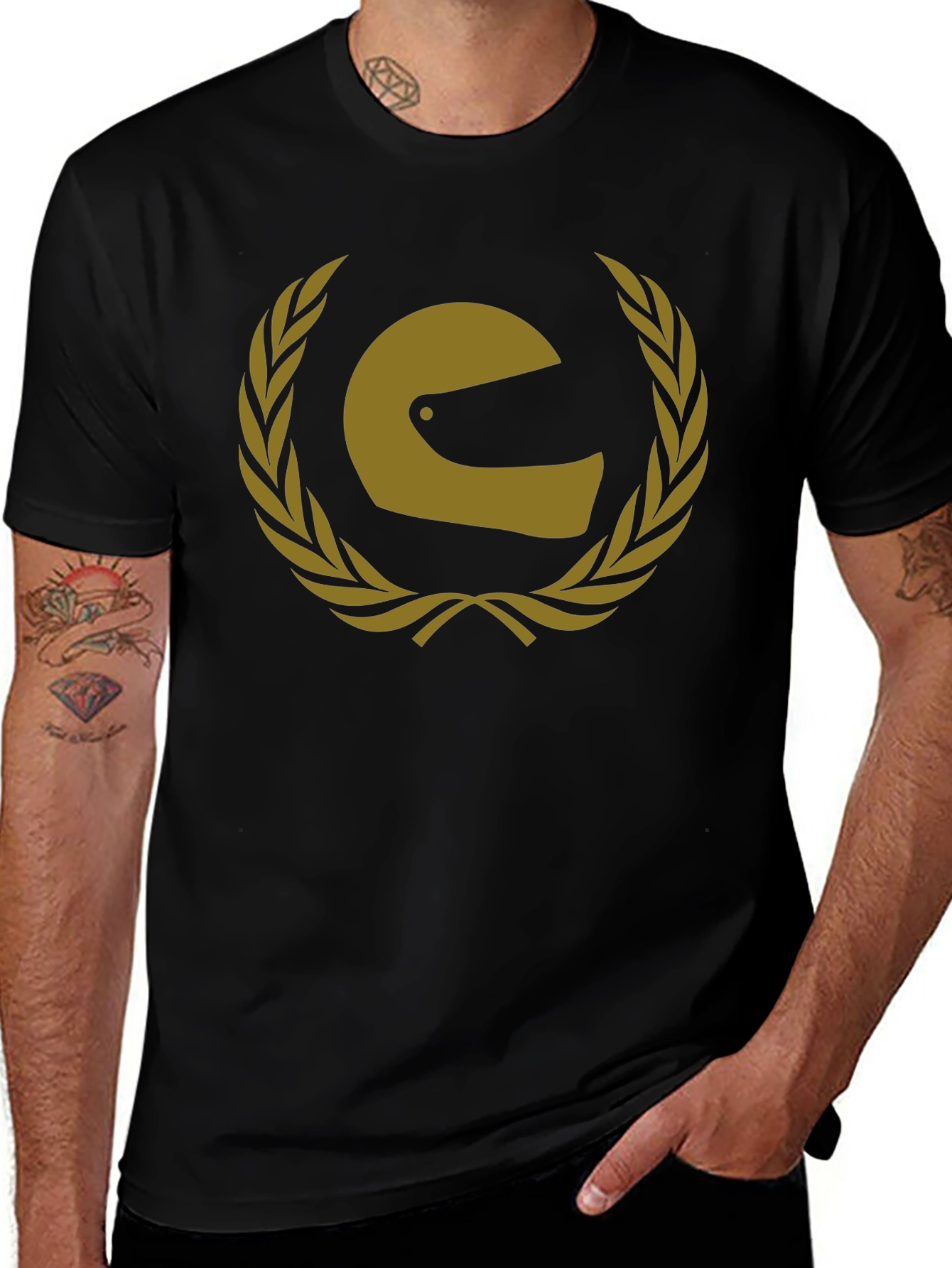 Racing Helmet Laurel Wreath Graphic T-Shirt