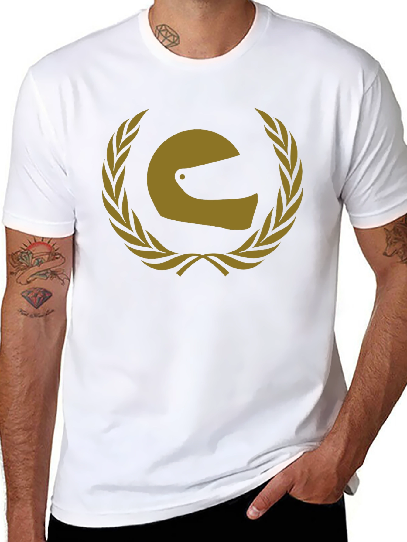 Racing Helmet Laurel Wreath Graphic T-Shirt