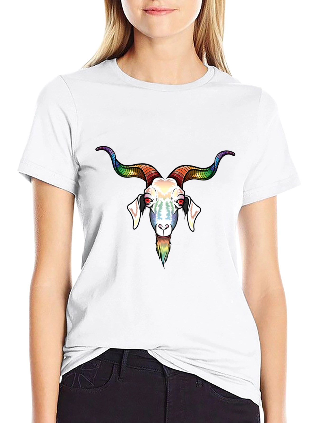 Rainbow Goat Graphic T-Shirt - Black