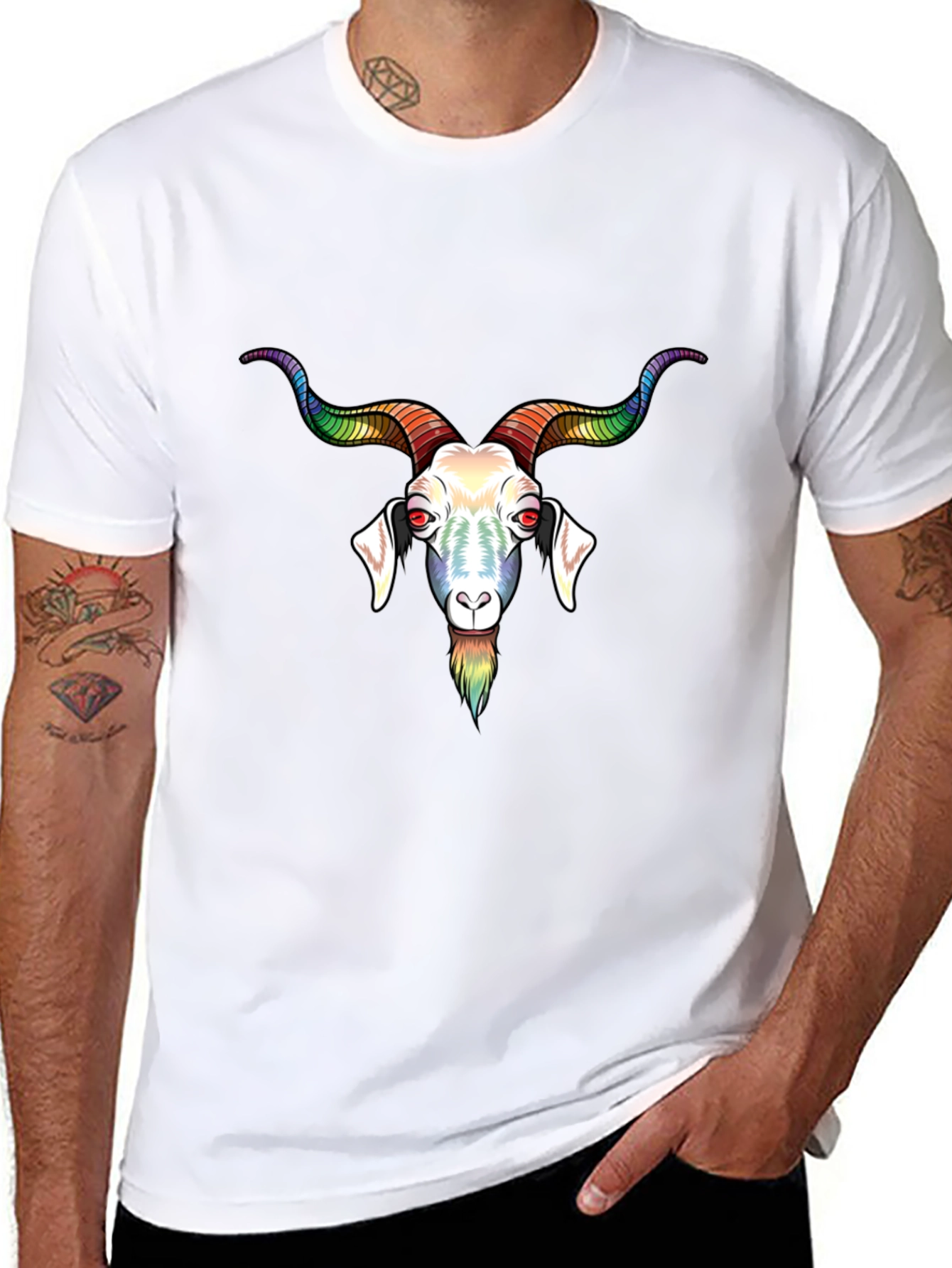 Rainbow Goat Graphic T-Shirt - Black