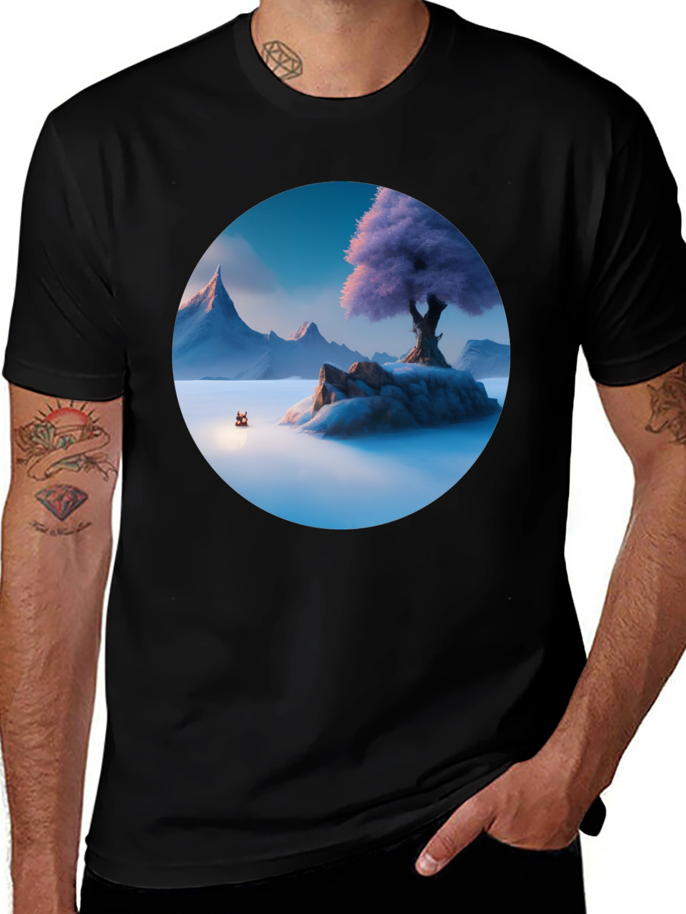 Mystic Isle Graphic Tee - Mens Black T-Shirt