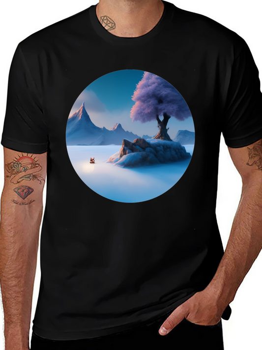 Mystic Isle Graphic Tee - Mens Black T-Shirt