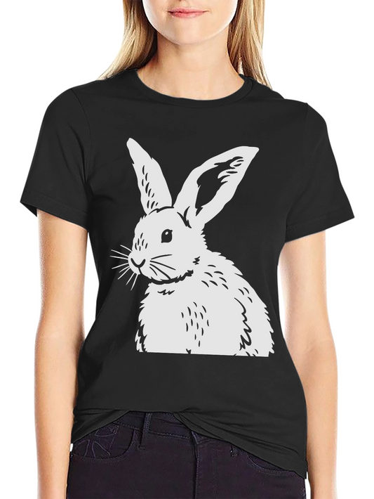 Rabbit Graphic Tee - Black Casual Top