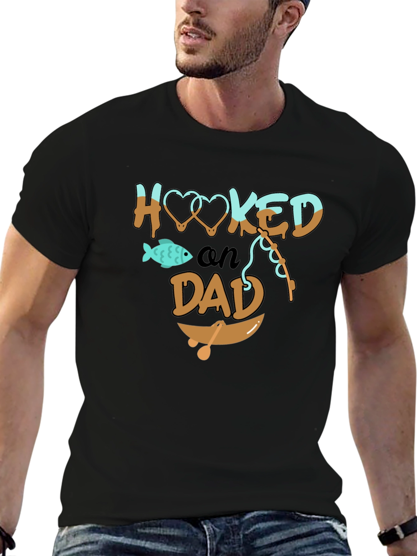 Hooked on Dad - Mens Graphic T-Shirt