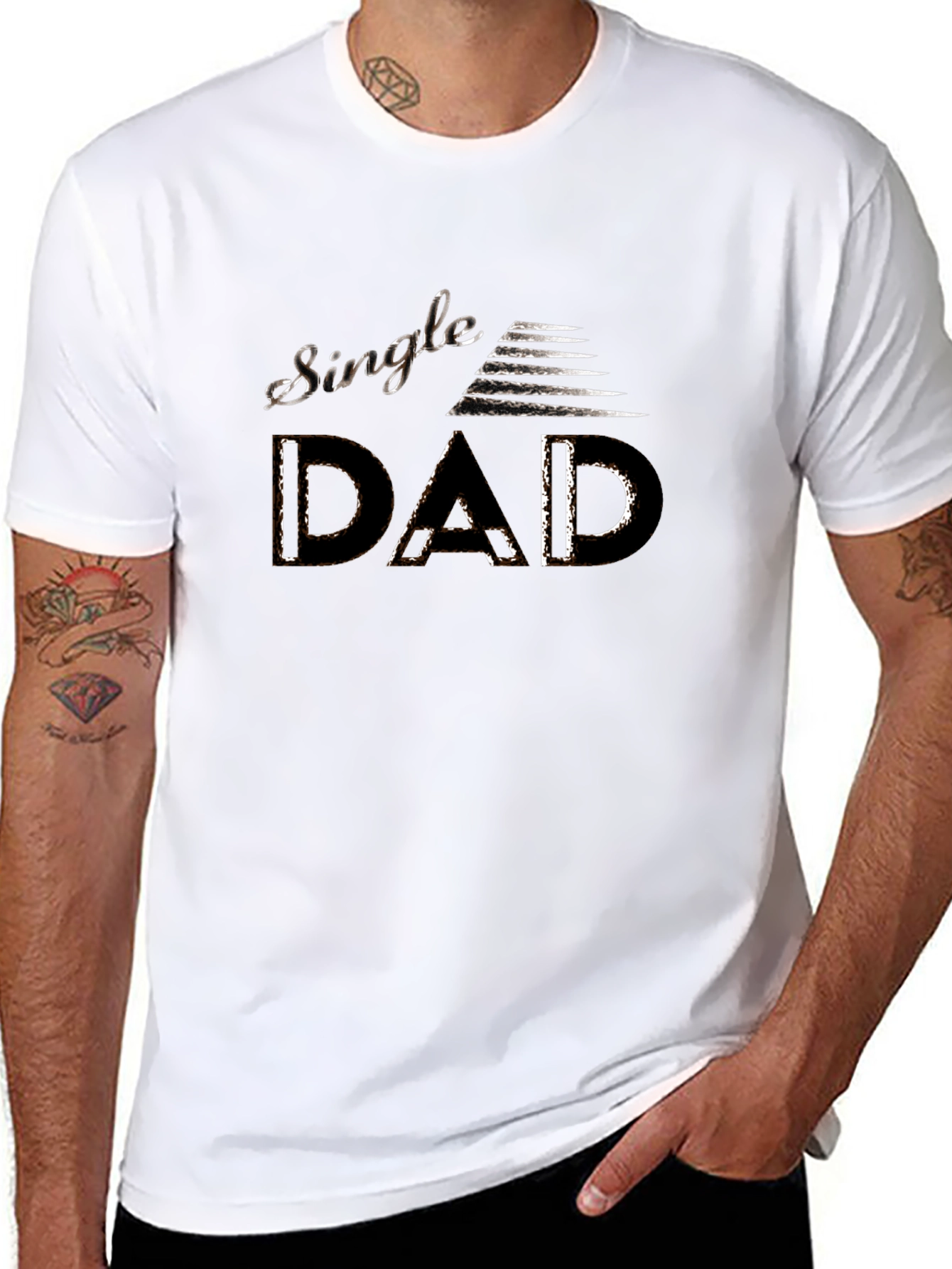 Single Dad Tee - Modern Graphic Print Mens T-Shirt