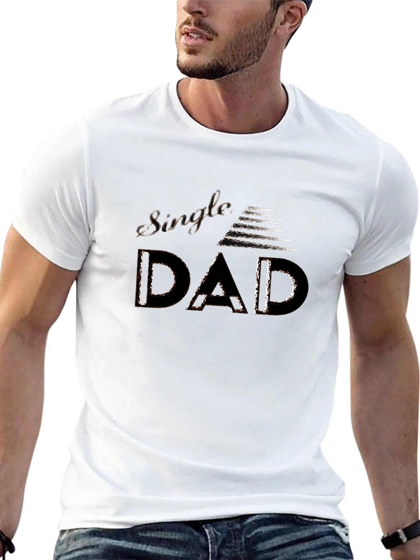 Single Dad Tee - Modern Graphic Print Mens T-Shirt