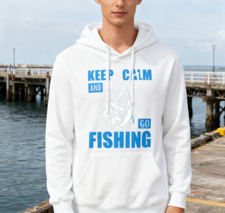 Minimalist 'GO FISHING' Print Hoodie