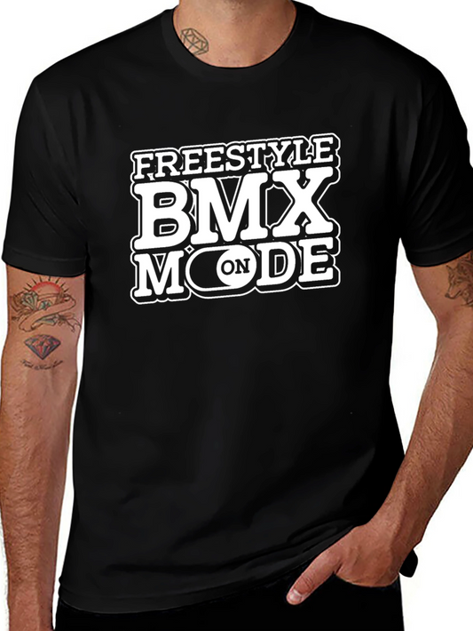 Freestyle BMX Mode On Black Graphic Tee Shirt