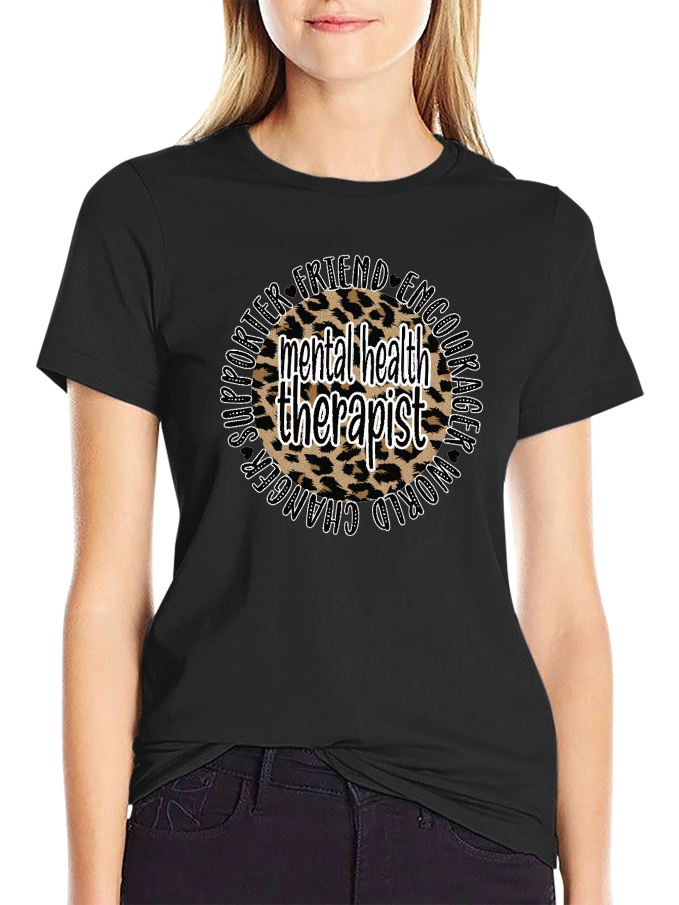 Mental Health Therapist Leopard Print T-Shirt