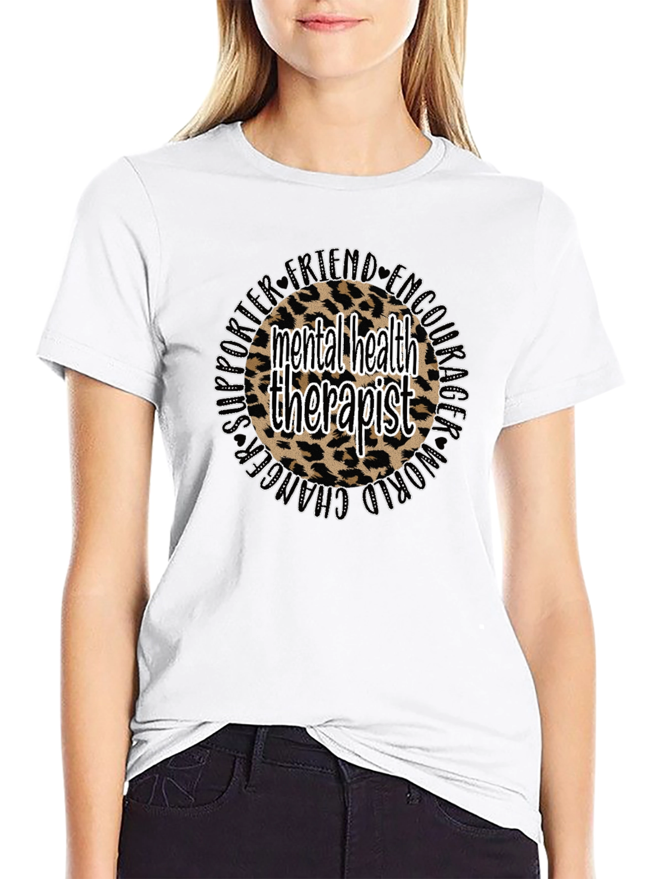 Mental Health Therapist Leopard Print T-Shirt
