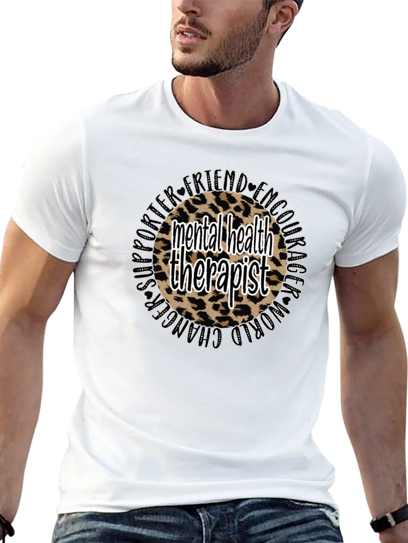 Mental Health Therapist Leopard Print T-Shirt