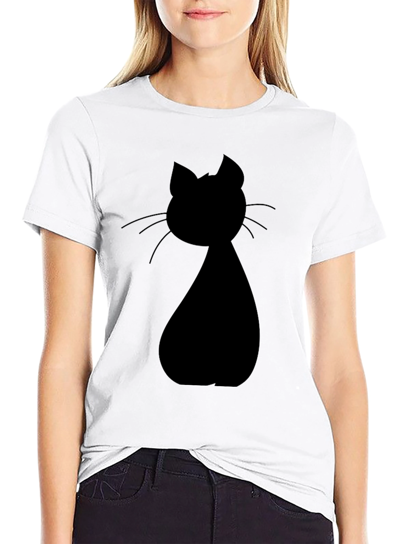 Black Cat Silhouette Graphic Tee - Unisex Casual Shirt