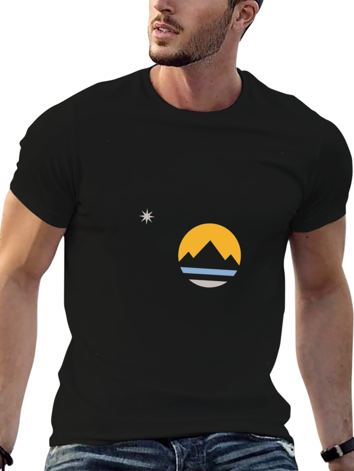 Mountain & Star Graphic Black T-Shirt