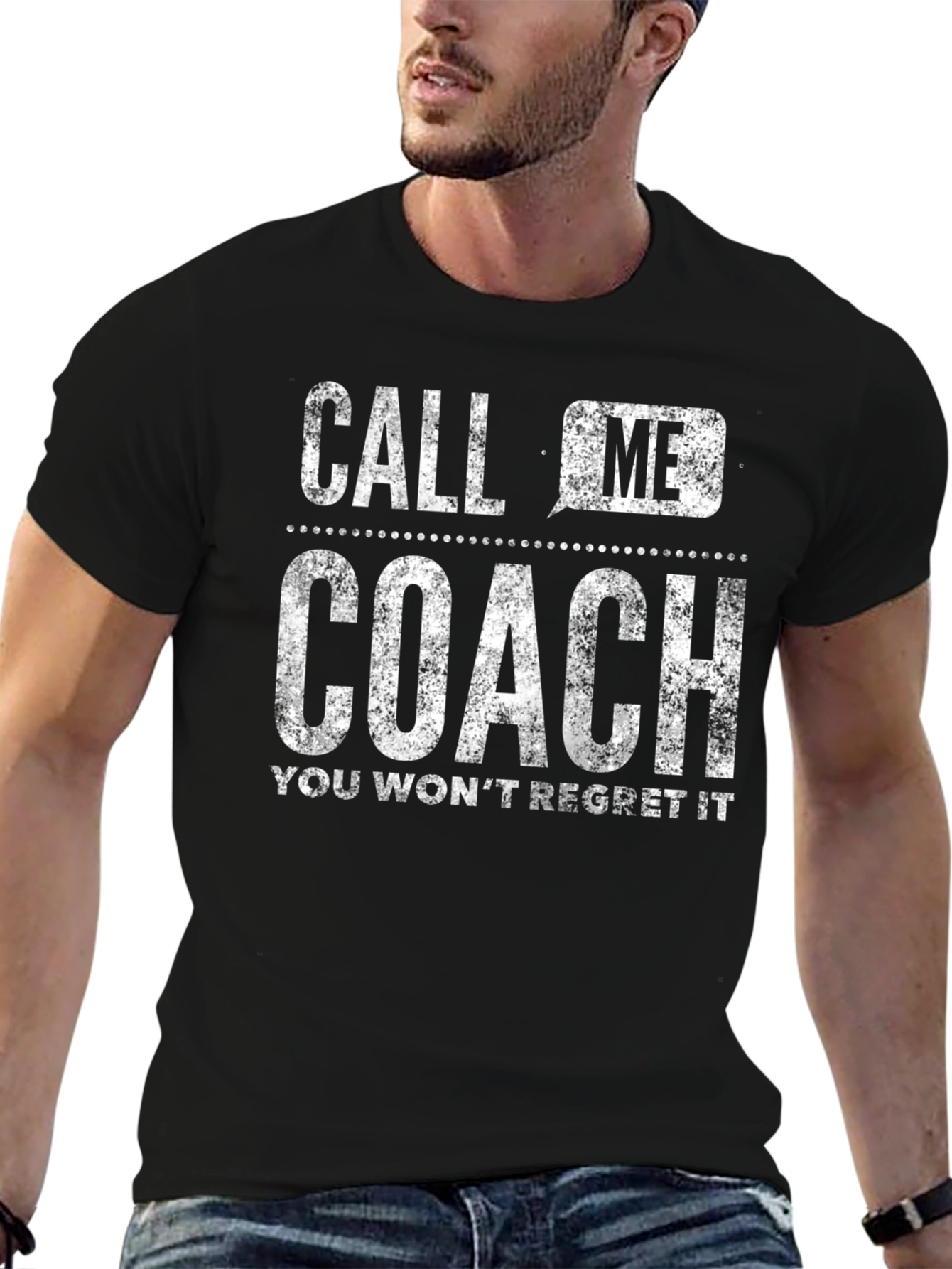 Call Me Coach T-Shirt - Distressed Graphic Tee