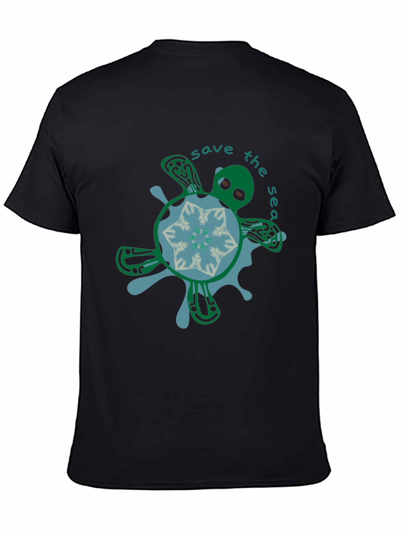 Save the Sea Turtle Graphic Tee - Black
