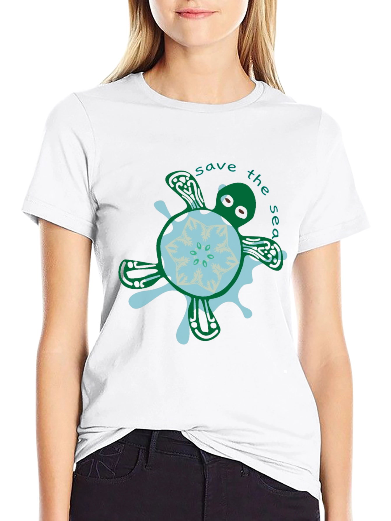 Save the Sea Turtle Graphic Tee - Black