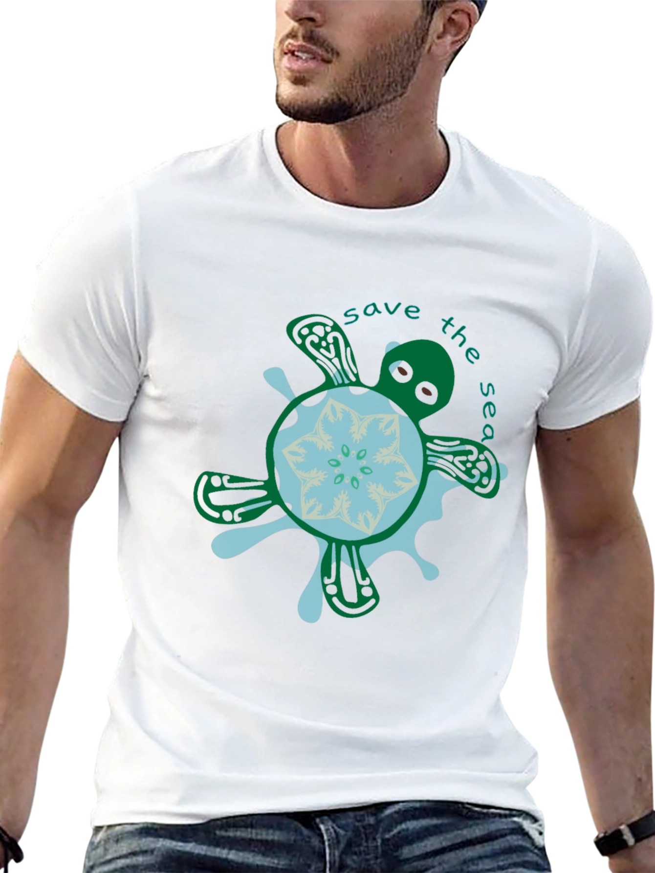 Save the Sea Turtle Graphic Tee - Black