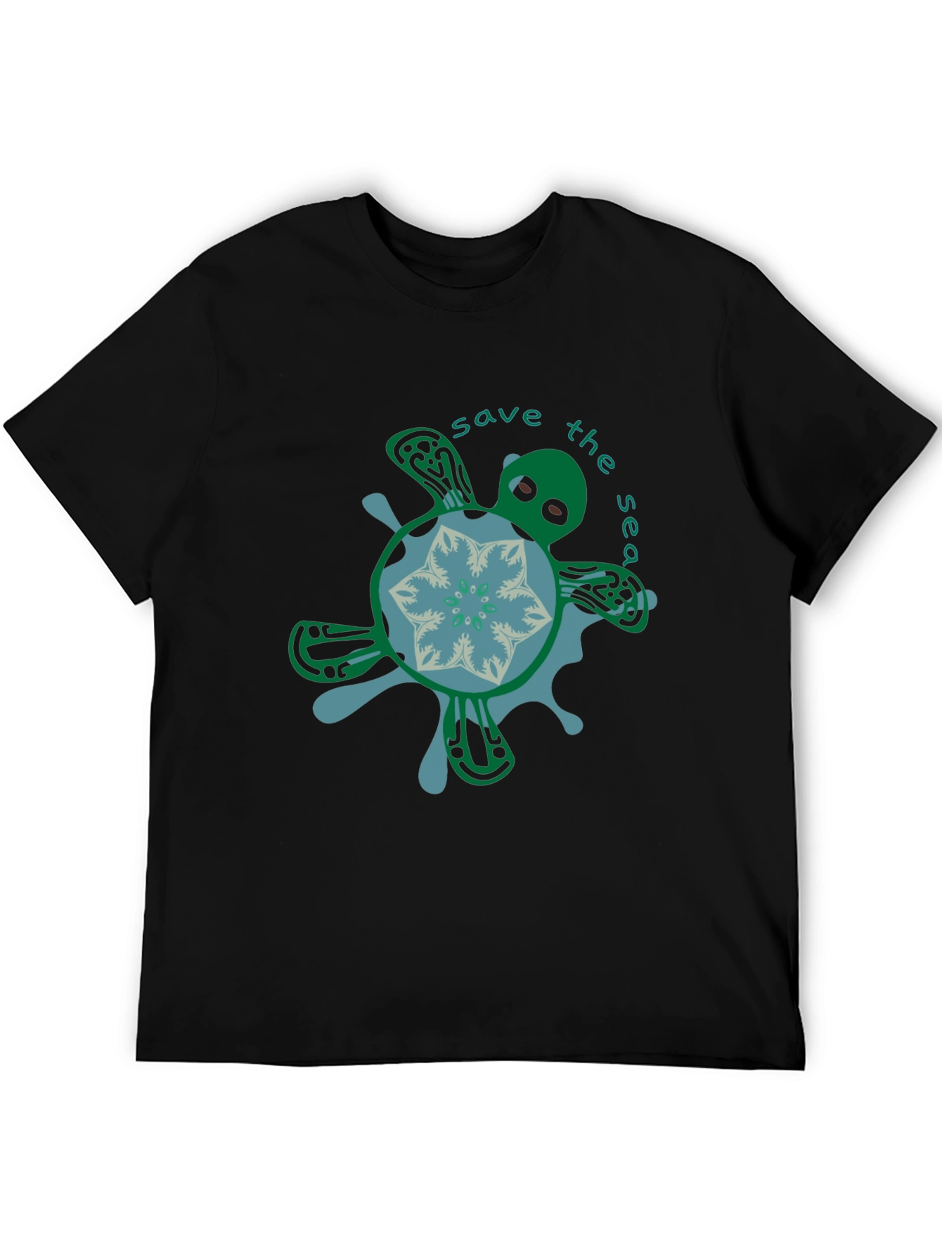 Save the Sea Turtle Graphic Tee - Black