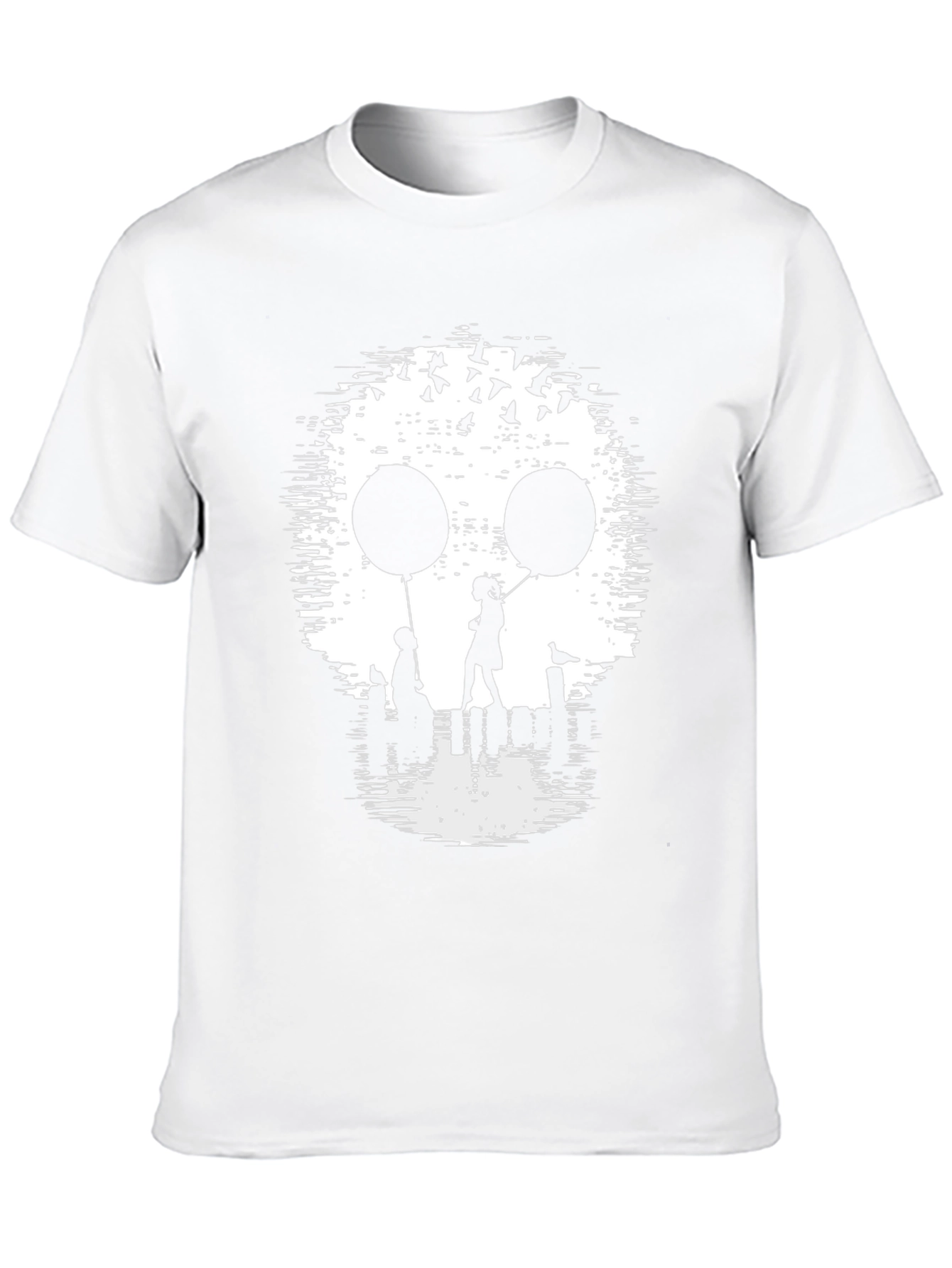Skull Silhouette Balloon Graphic Tee - Black