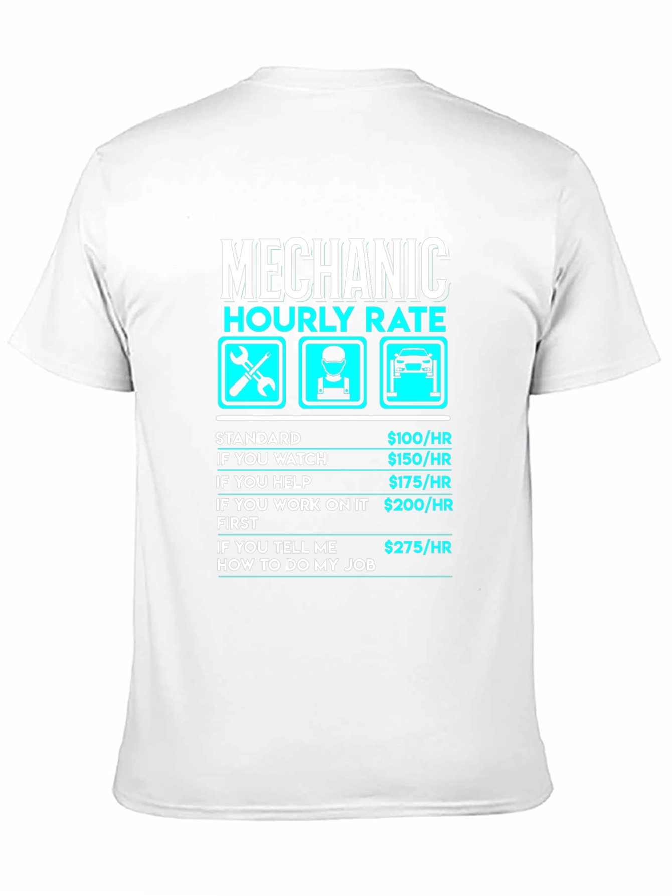 Mechanic Hourly Rate Funny Black T-Shirt