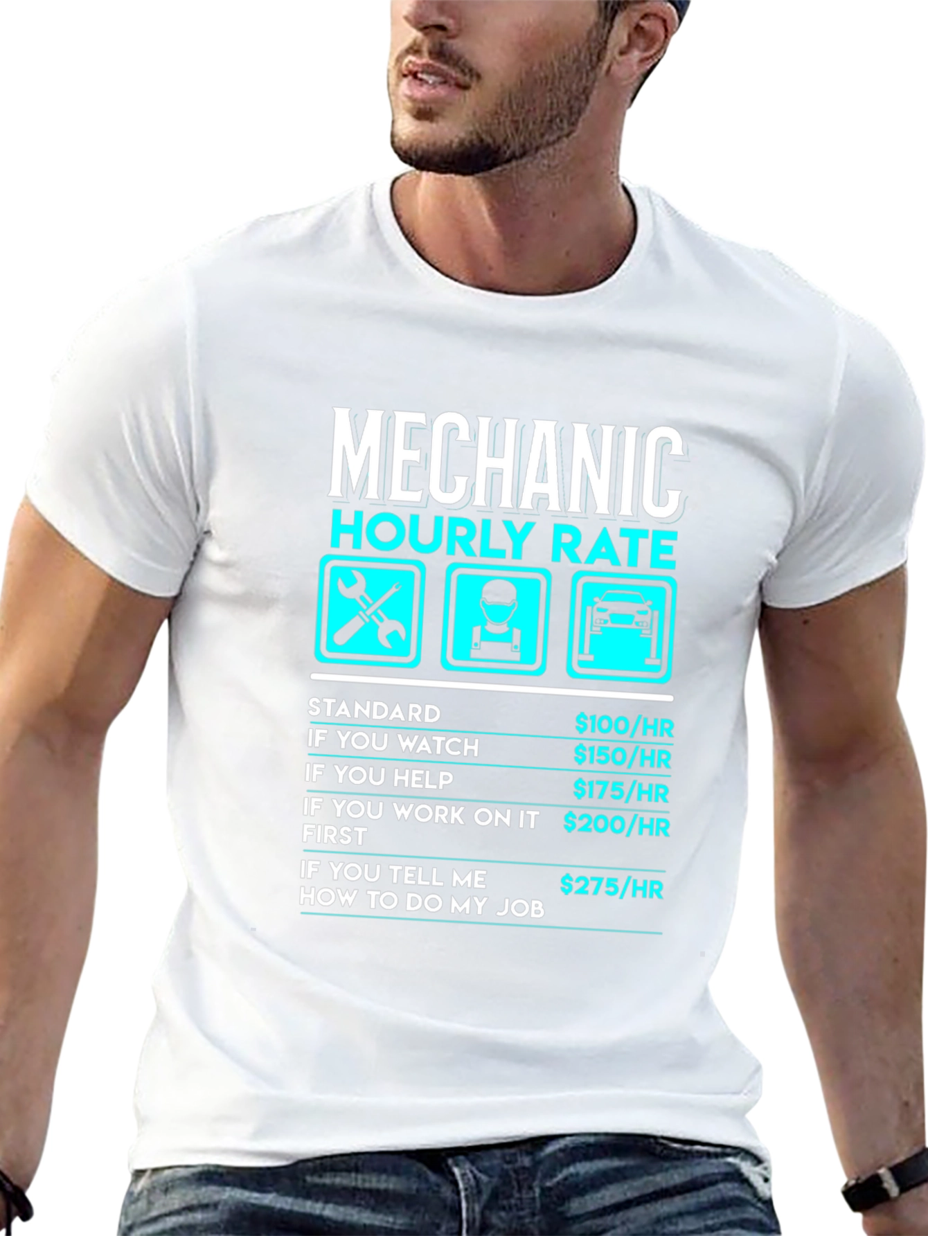 Mechanic Hourly Rate Funny Black T-Shirt