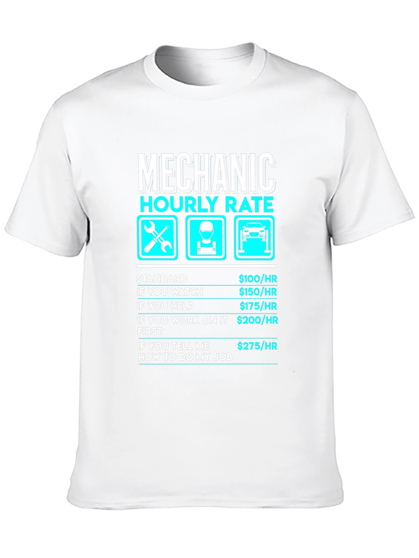 Mechanic Hourly Rate Funny Black T-Shirt