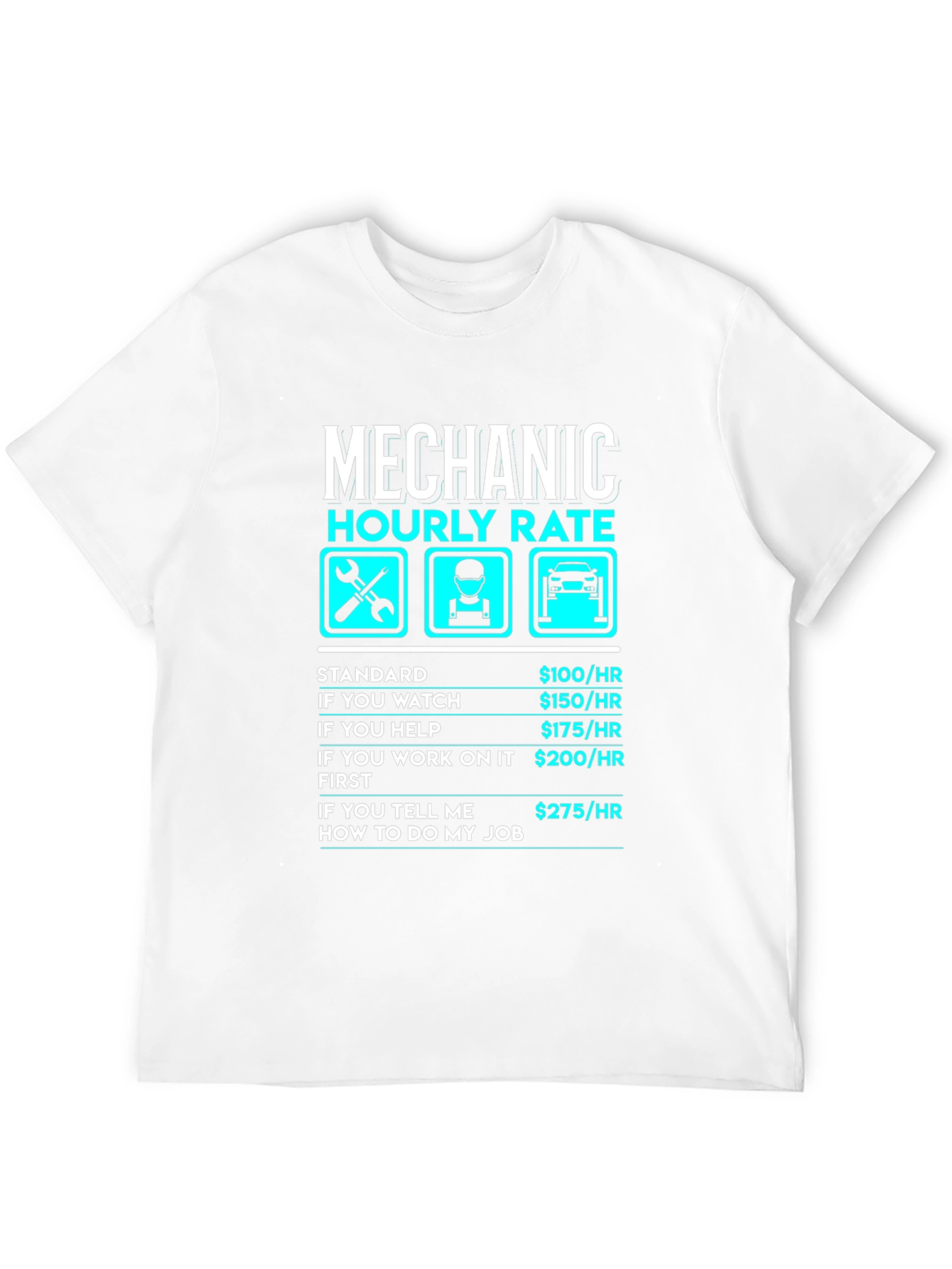 Mechanic Hourly Rate Funny Black T-Shirt