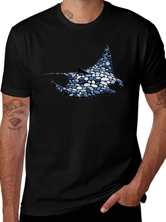 Manta Ray Pebble Art Black T-Shirt