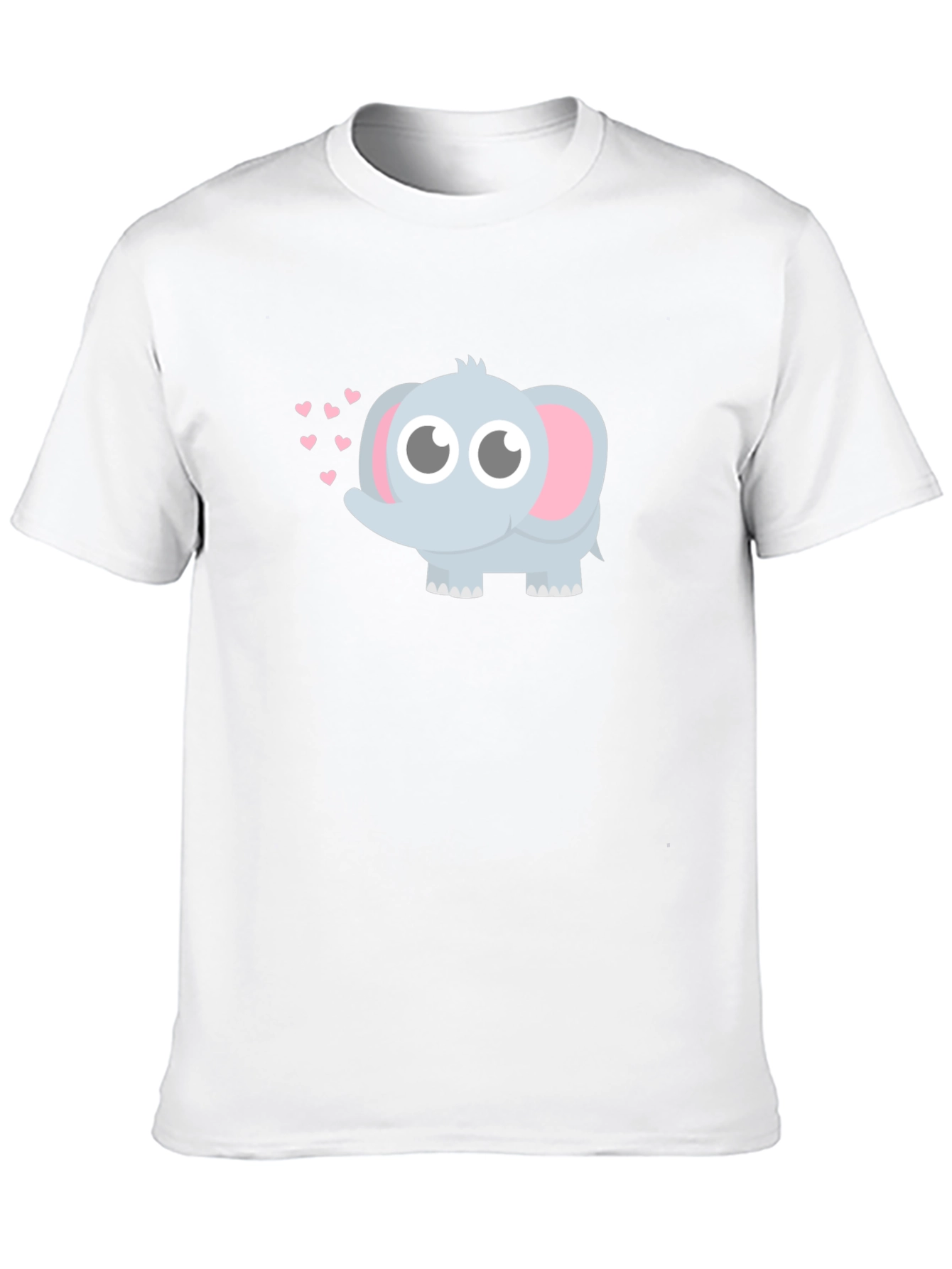 Cute Elephant Heart Graphic Black T-Shirt