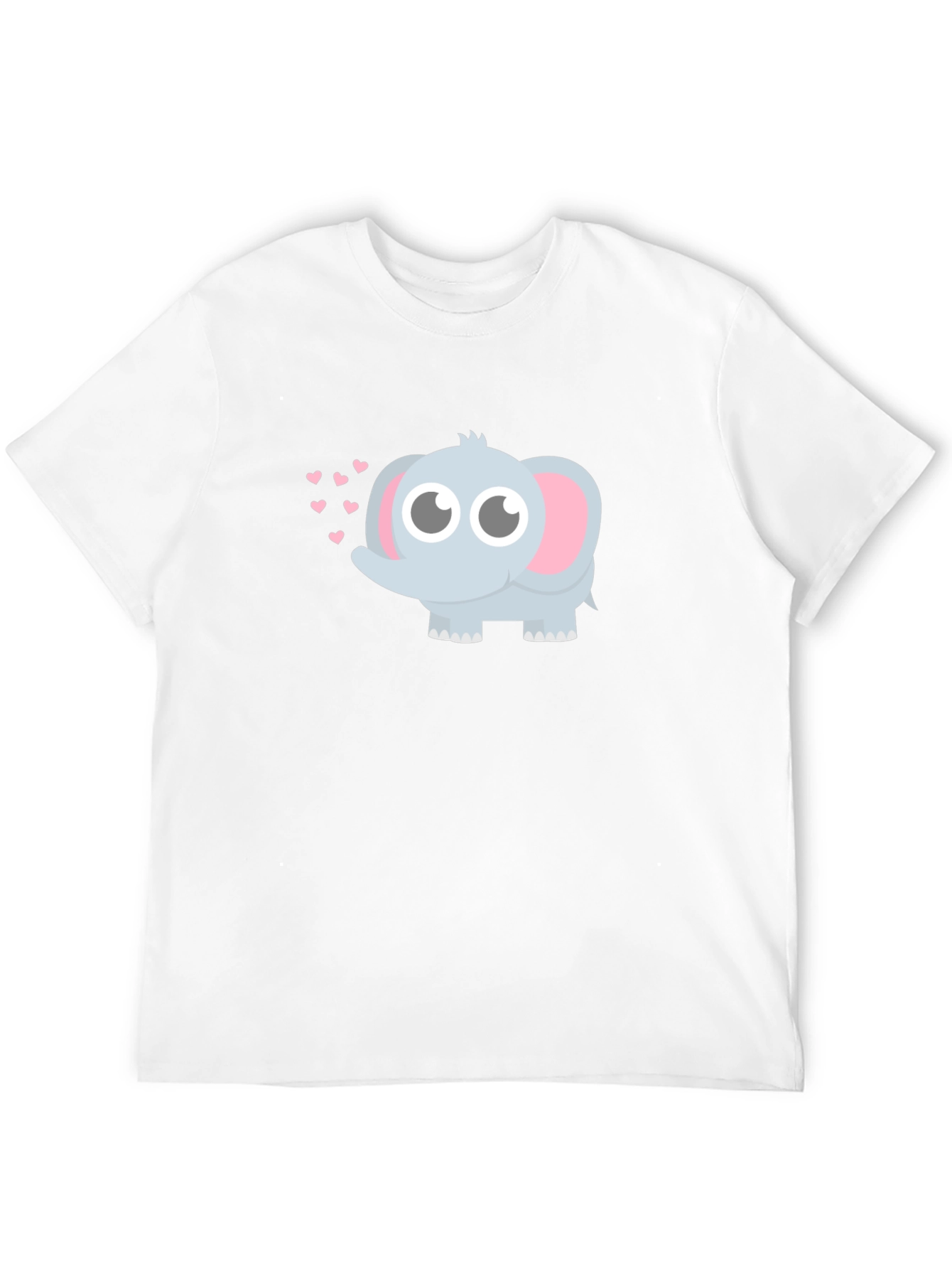Cute Elephant Heart Graphic Black T-Shirt