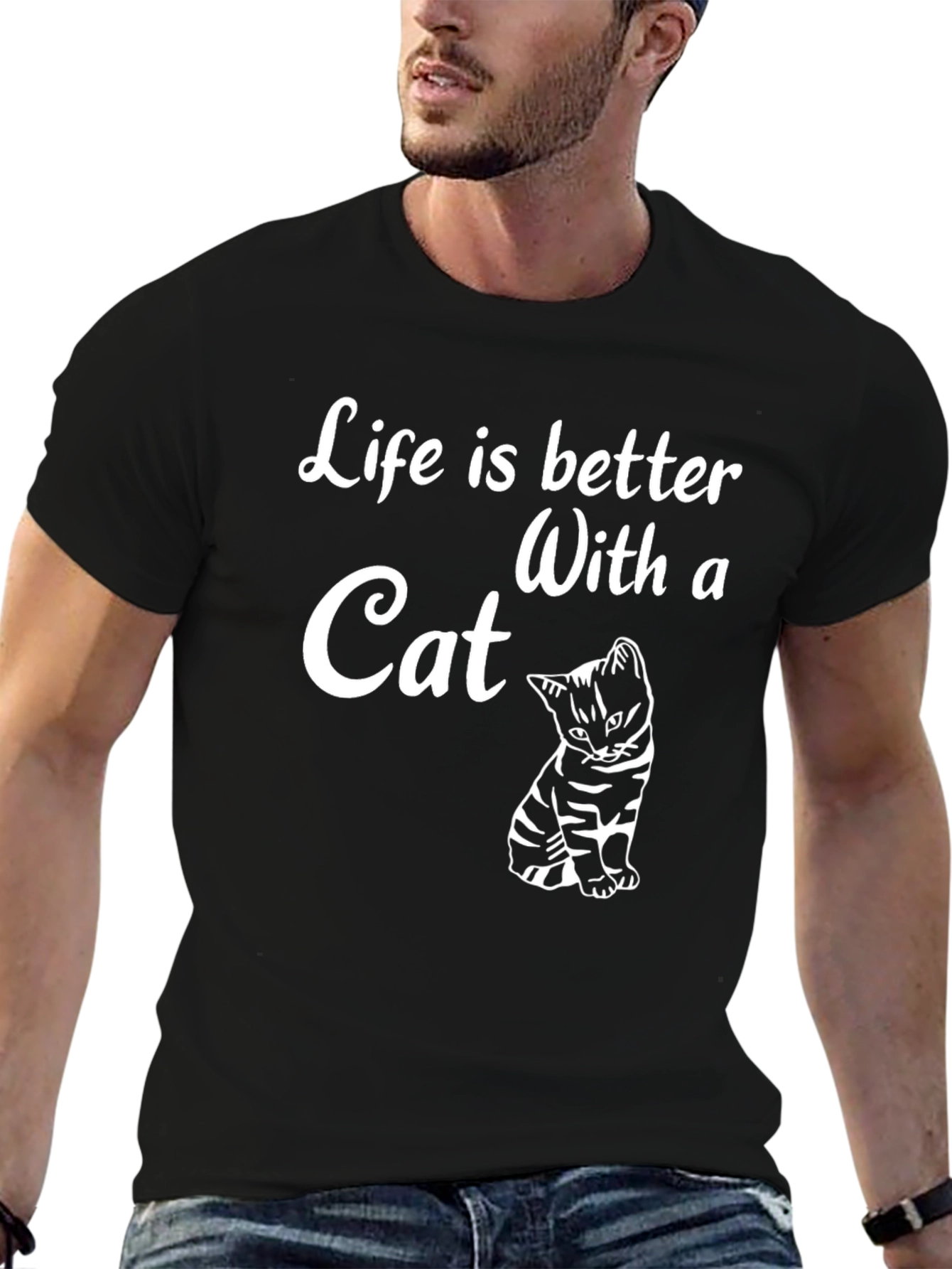 Life is Better with a Cat - Graphic T-Shirt