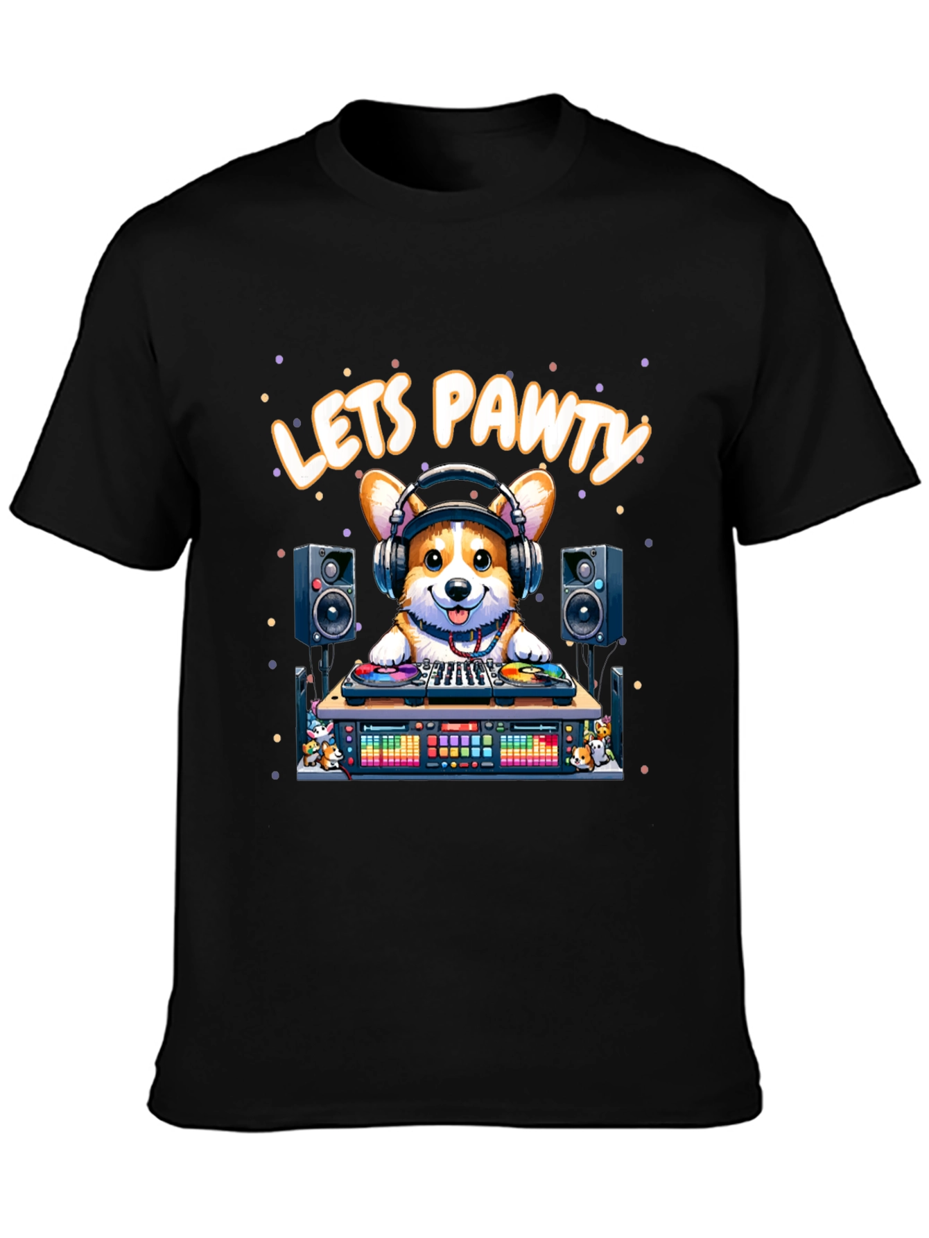 Lets Pawty Corgi DJ Graphic T-Shirt
