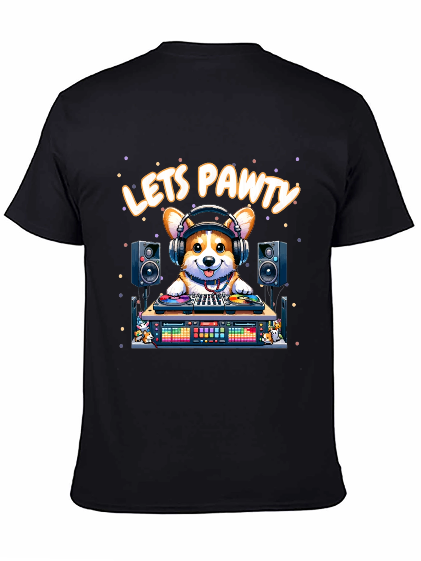 Lets Pawty Corgi DJ Graphic T-Shirt