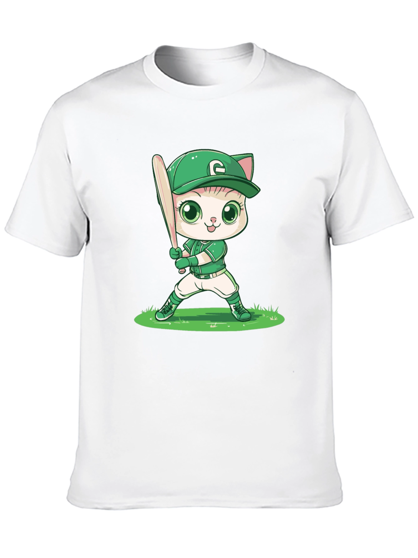 Cat Baseball Player Graphic Tee