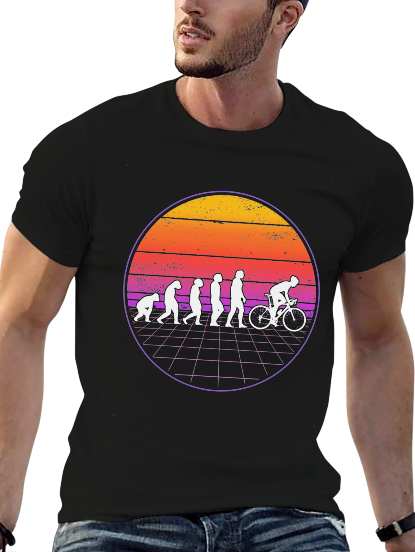 Evolution Cyclist T-Shirt - Retro Design